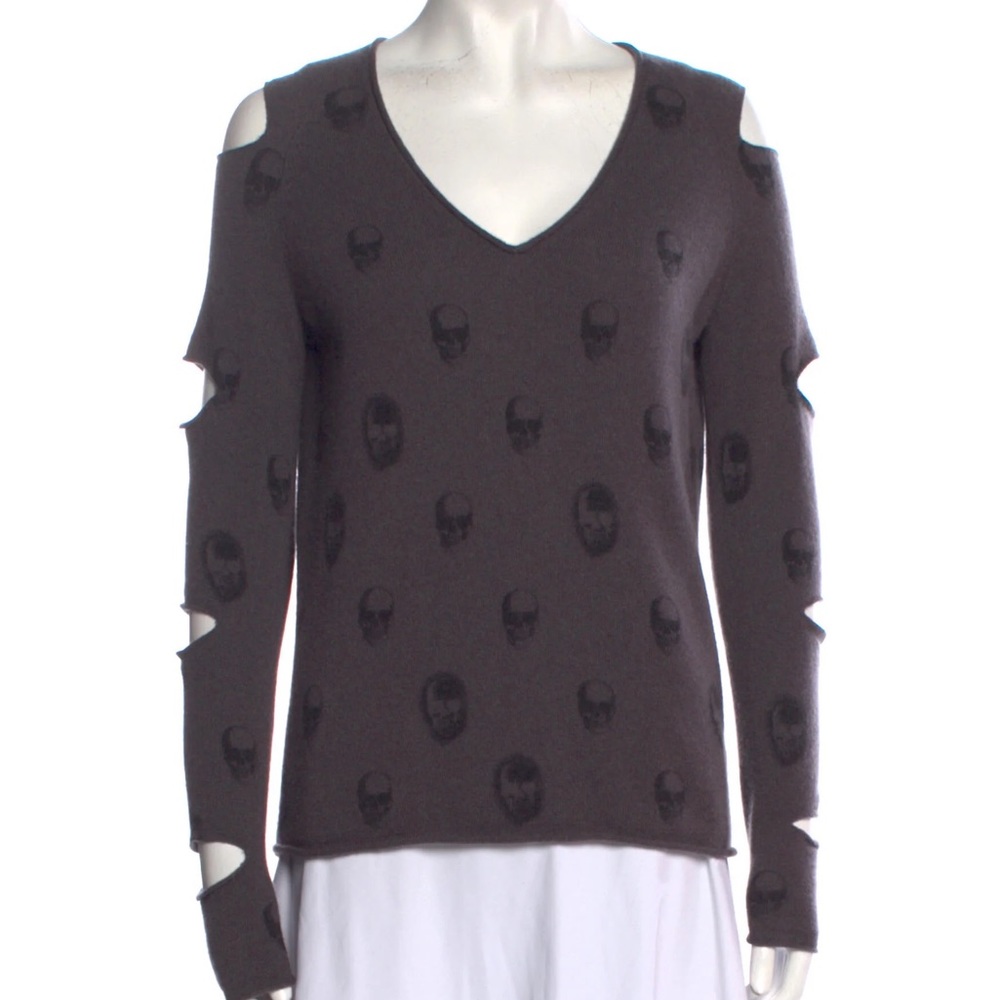 Skull Cashmere Grey VNeck Cashmere Sweater xs